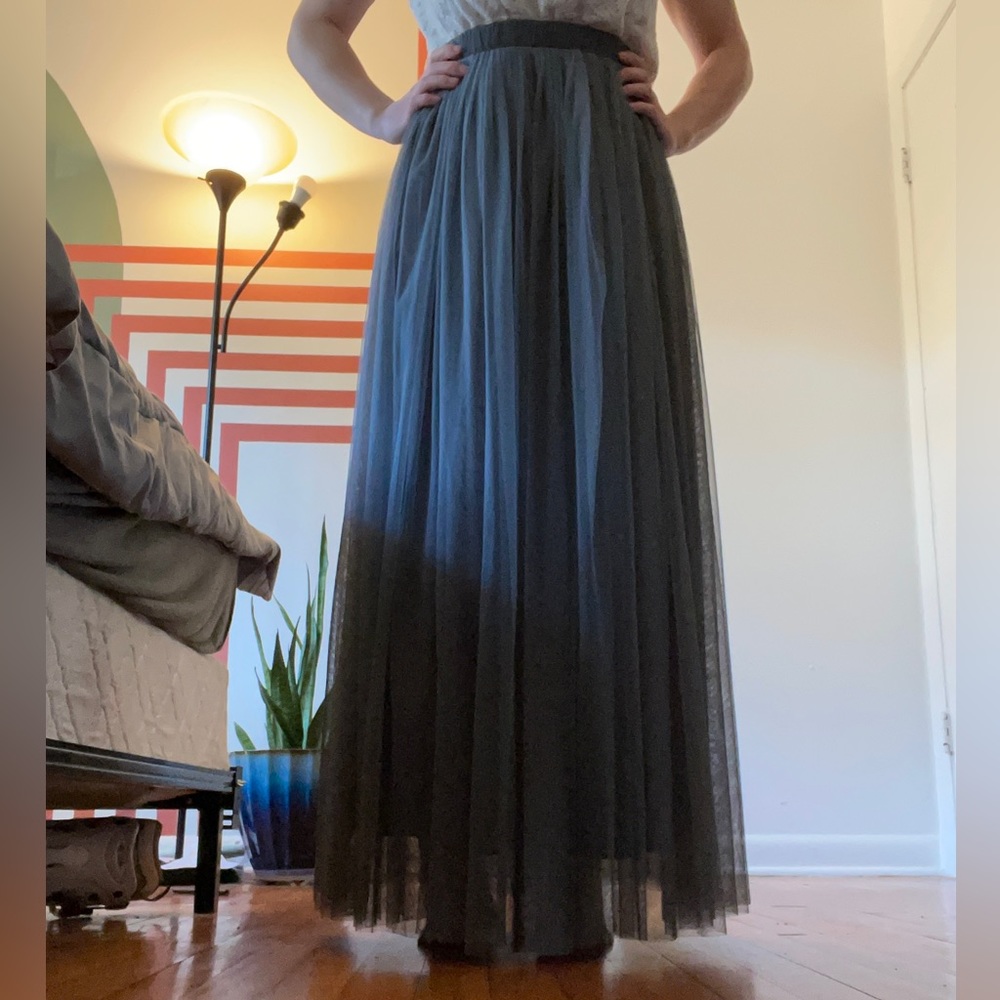 Light grey, tool maxi skirt. Formal attire. Custom skirt for wedding.